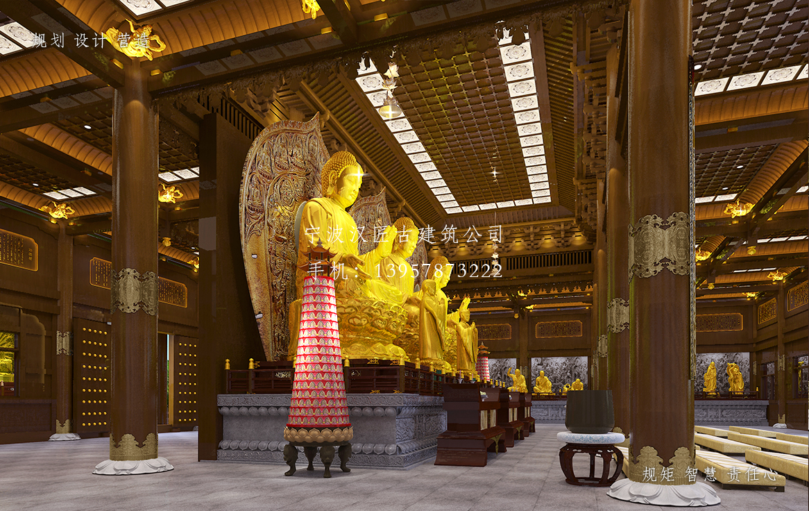 中山寺院大雄宝殿内部装修设计方案